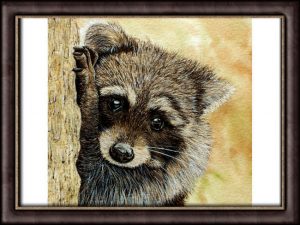 Watercolor video tutorial on painting a raccoon
