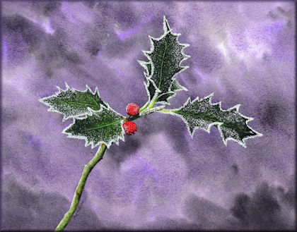 Button link to an online watercolor holly painting tutorial